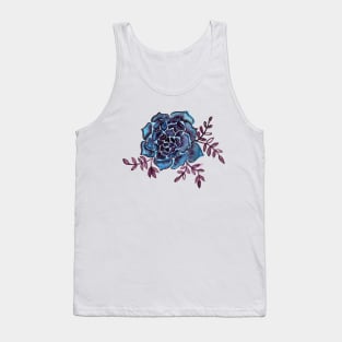 Watercolor houseleek - blue and burgundy Tank Top